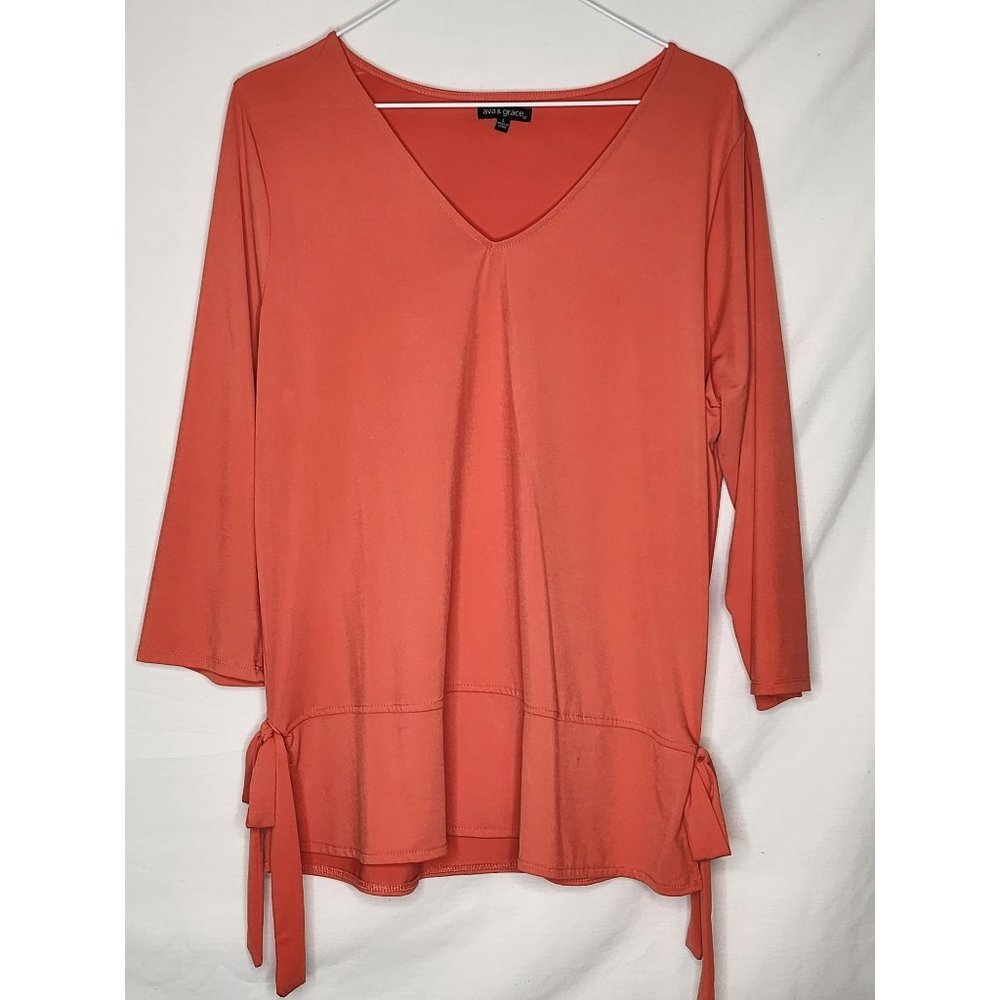 Ava & Grace Orange silky blouse‎ size Large